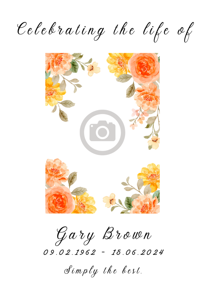 Funeral Welcome Sign - Orange Roses Frame