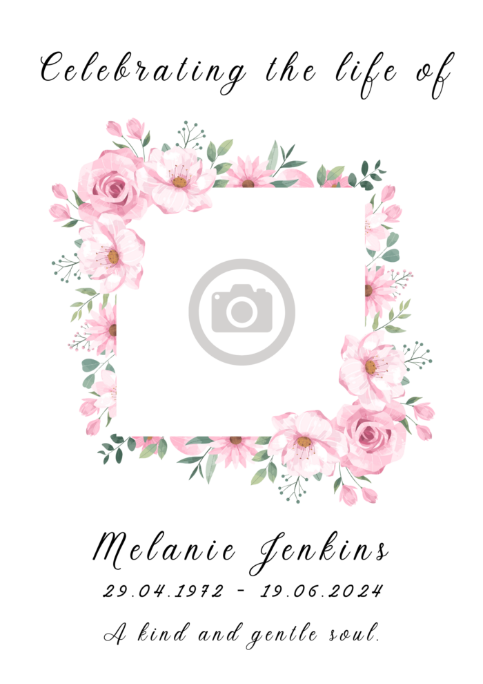 Funeral Welcome Sign - Pink Flowers Frame