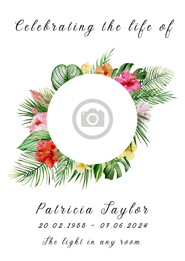 Funeral Welcome Sign - Tropical Frame