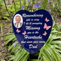 Large Granite Style Heart Commemorative Plaque with Photograph