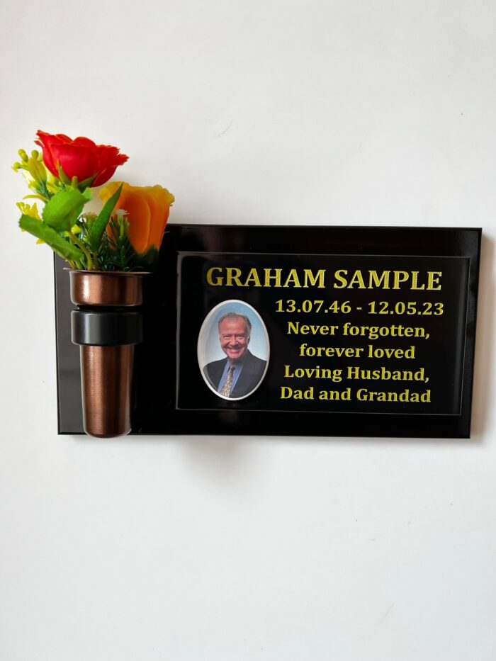 Large Granite Style Wall Plaque including Posy Vase and Photograph - Image 3