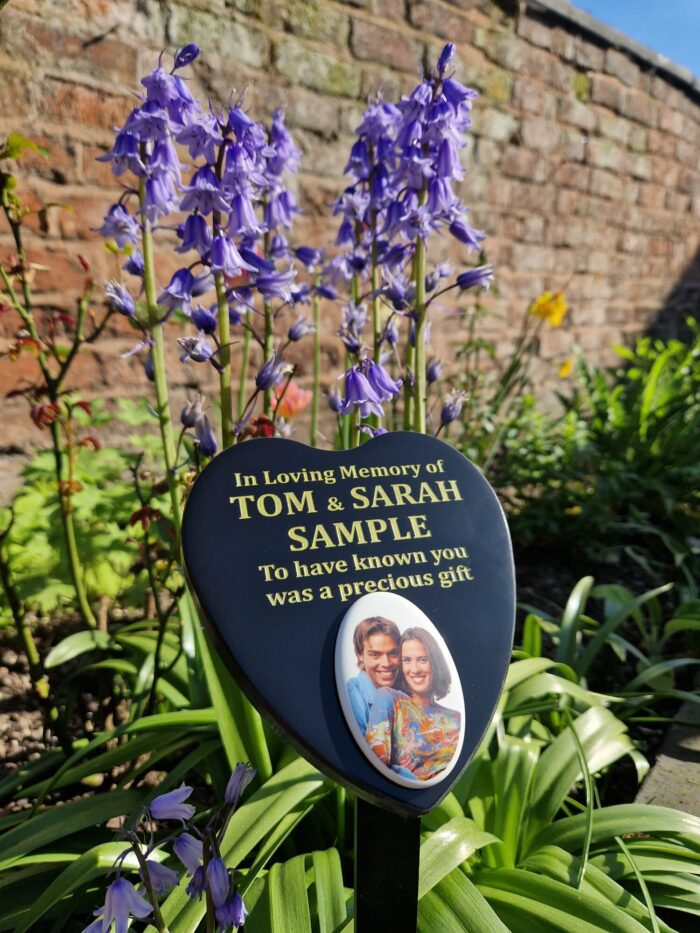 Small Granite Style Heart Commemorative Plaque with Photograph